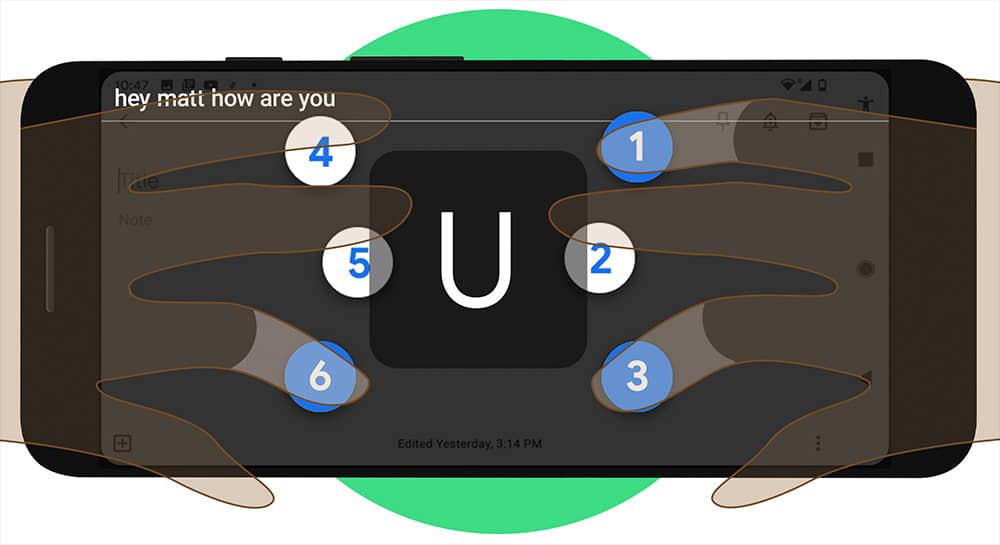Imagem do layout do teclado em Braille do Google