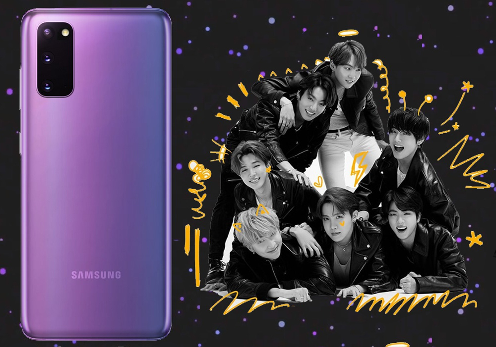 Galaxy S20+ em edição roxa da banda BTS