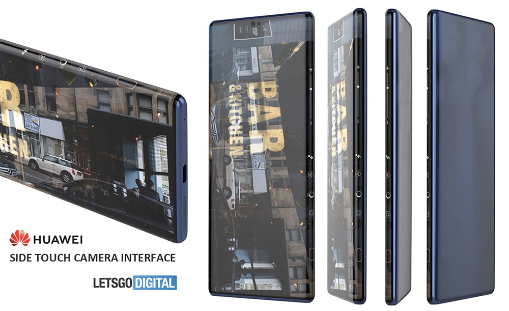 Patente da Huawei mostra interface completa da câmera na lateral sensível ao toque