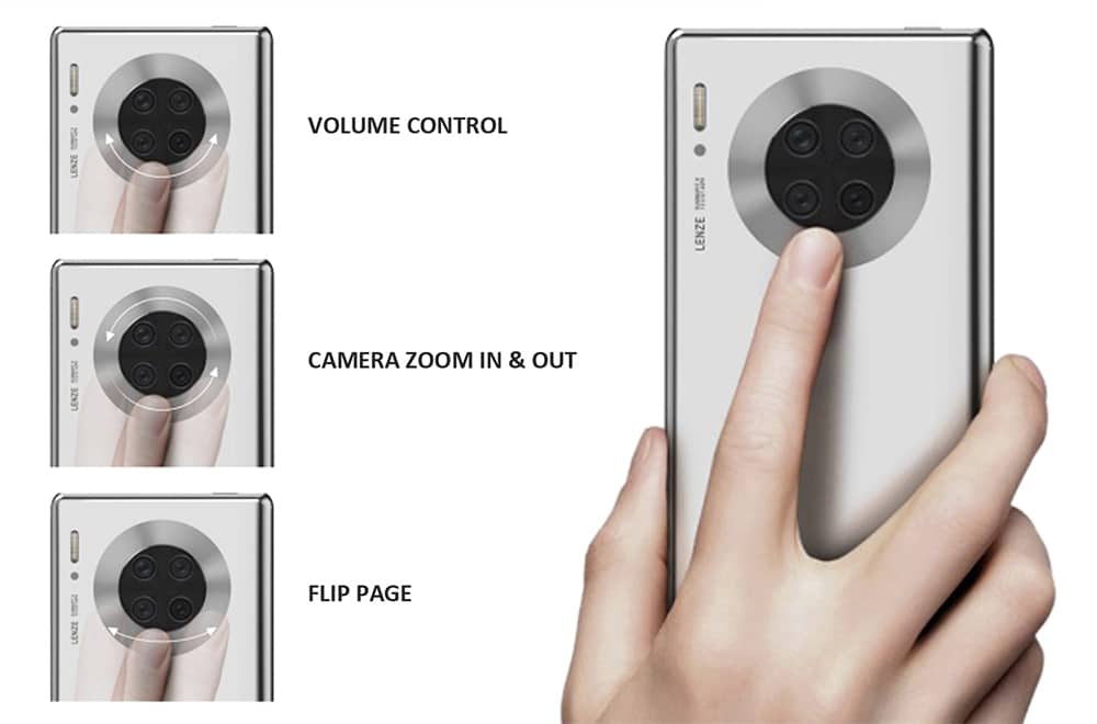 Patente da Huawei mostra botão circular sensível ao toque ao redor da câmera do Mate 40