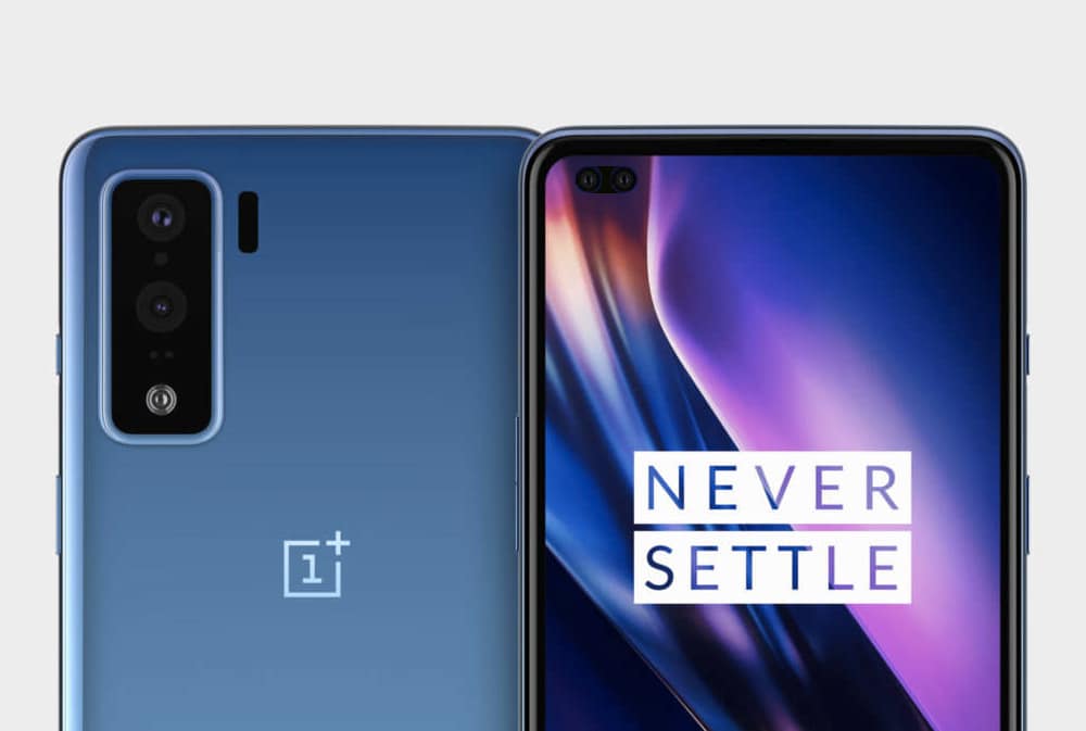 Um mockup de como seria a câmera frontal dupla do OnePlus Nord