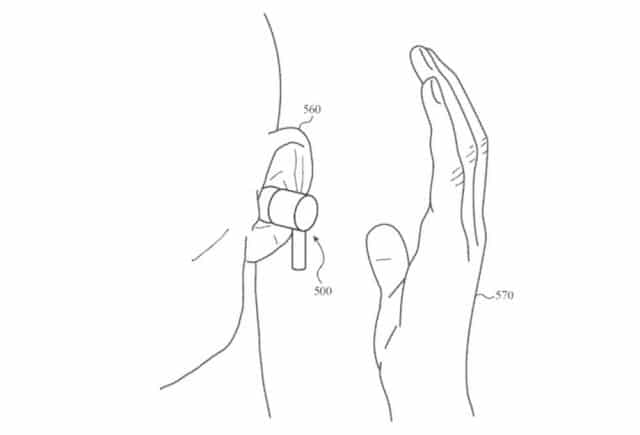 Imagem da patente dos novos AirPods com sensor de gestos