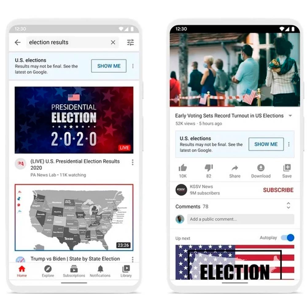 Nas eleições americanas, é assim que a página inicial do YouTube se parecerá