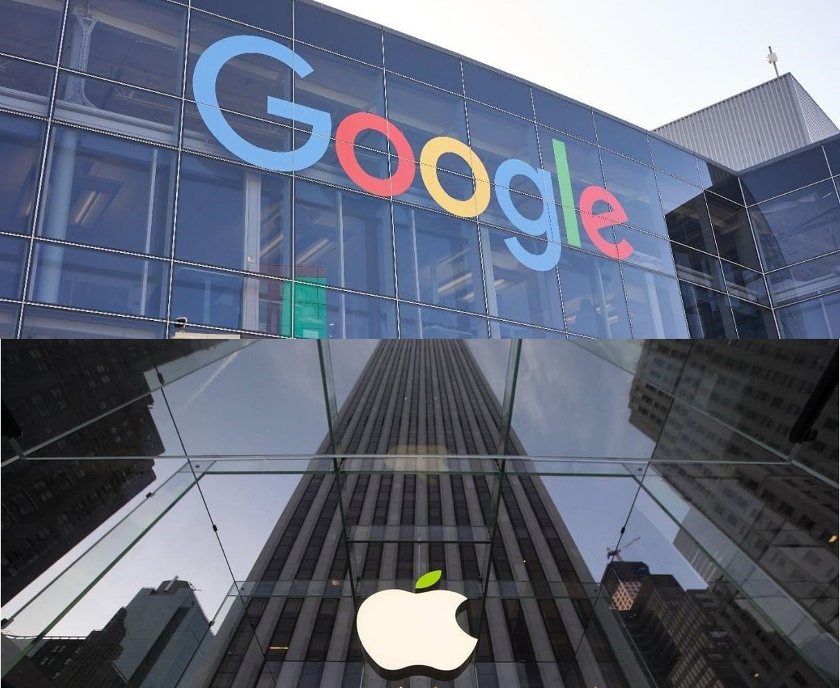 Imagem: Fachada estilizada do Google versus fachada da Apple - Imagem: Zirlene Lemos