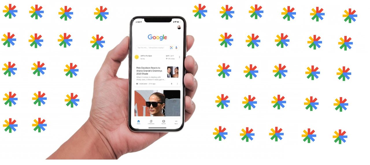 Mão segura celular e aciona o Google Discover (Arte: Zirlene Lemos)
