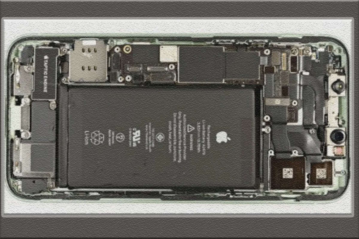 iPhone 12 Pró desmontado deixando expostas suas peças