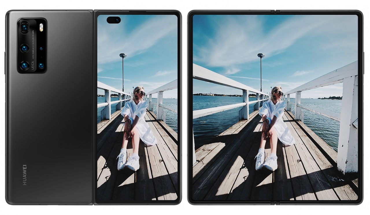 Mate X2 aberto e fechado em mock-up feito por Ben Geskin