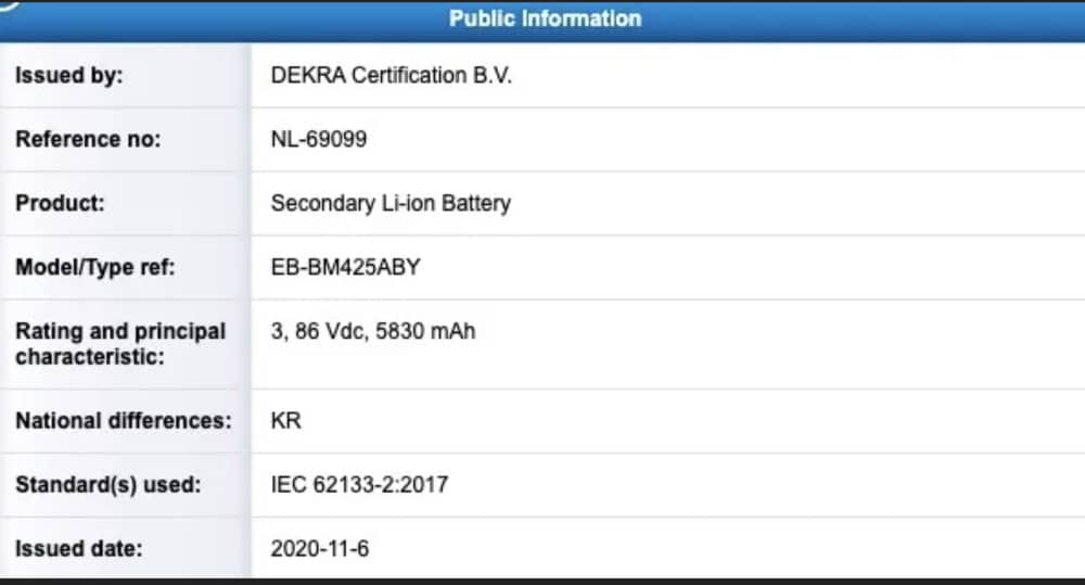Samsung M42 especificações