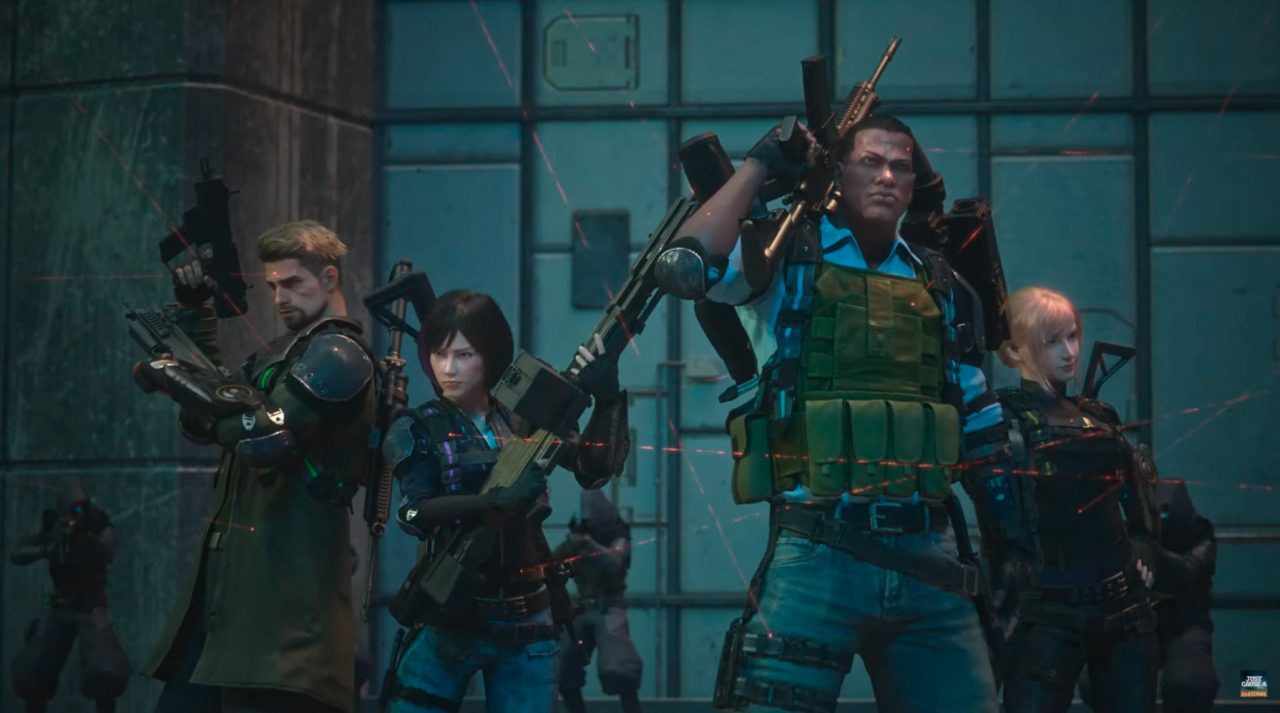 Imagem um pelotão de quatro soldados de Just Cause Mobile - jogo foi anunciado pela Square Enix para 2021