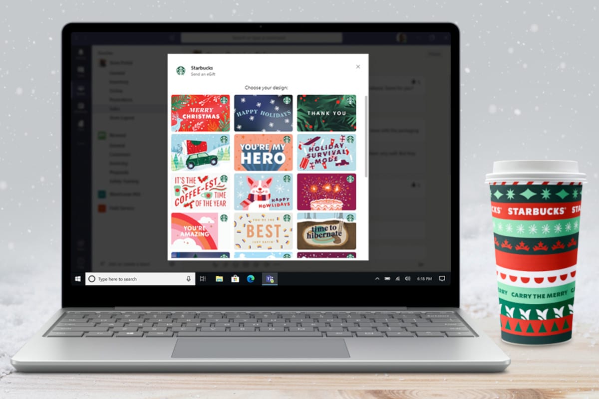 Imagem do Microsoft Teams com novo app da Starbucks