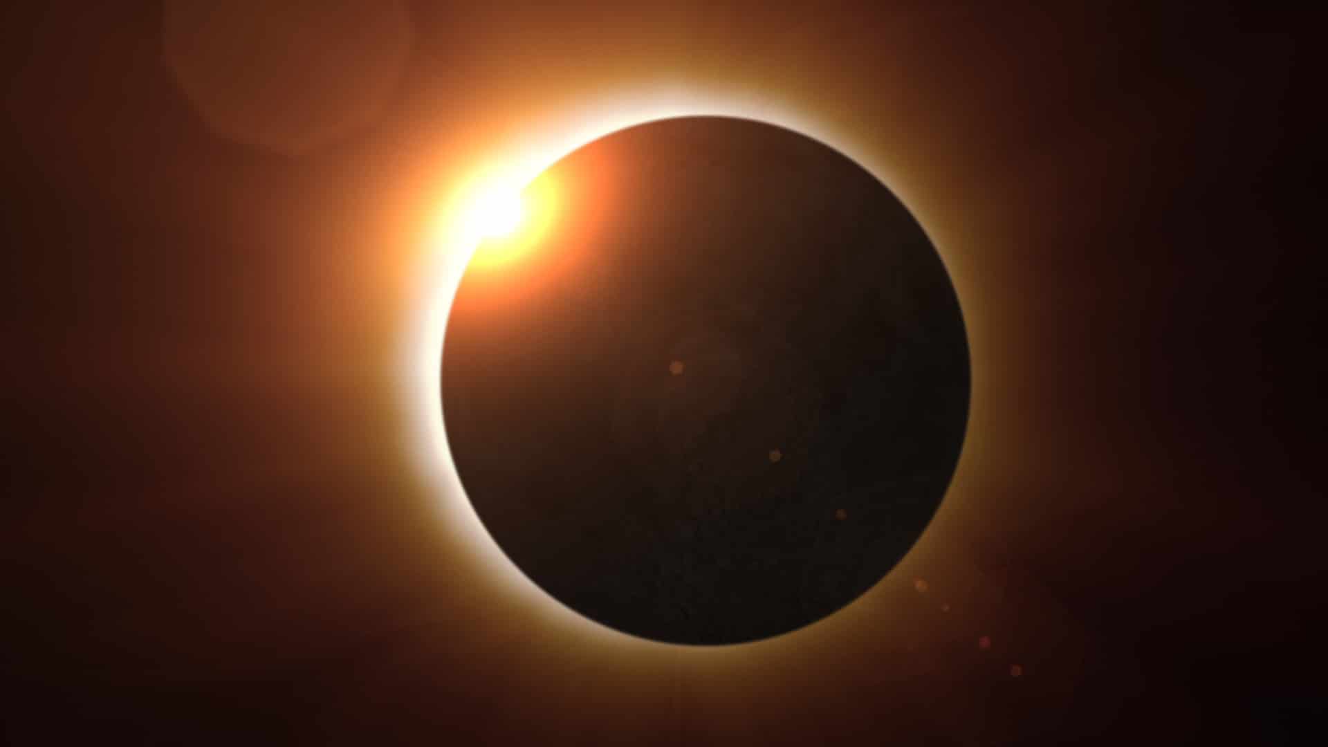 Eclipse solar acontece nesta segunda-feira (14/12) - saiba como apreciá-lo direto do seu celular - iamgem mostra a lua encobrindo o Sol e formando uma sombra na Terra