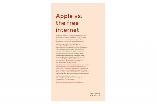 Anúncio do Facebook contra Apple