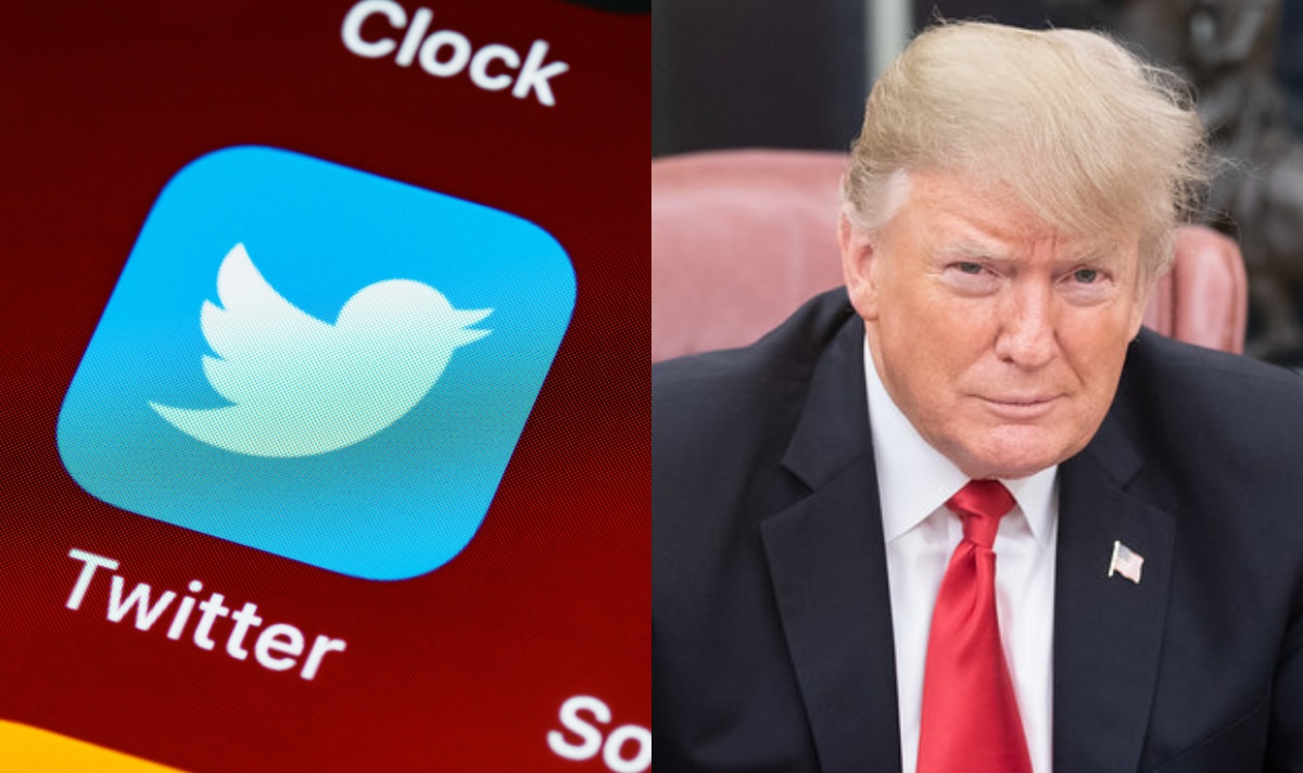 Logo do Twitter e foto de Trump, rede social diz que Biden foi o vencedor