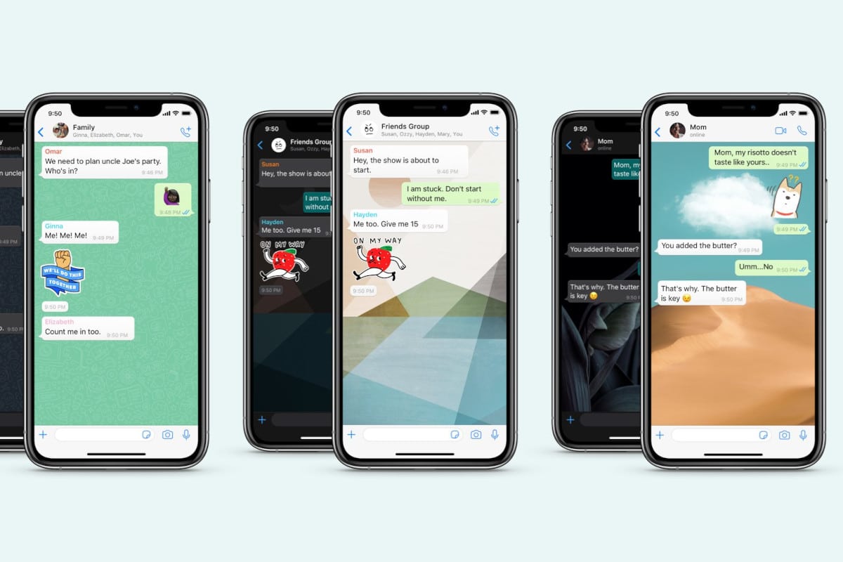 Imagem da atualização dos wallpapers para cada conversa e busca por stickers do Whatsapp