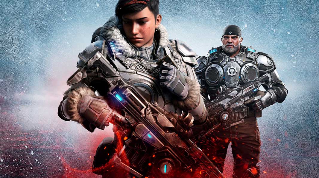 Microsoft confirma xCloud Gaming no iPhone em 2021 - imagem mostra poster de Gears of War 5 - com dois soldados cibernéticos na neve