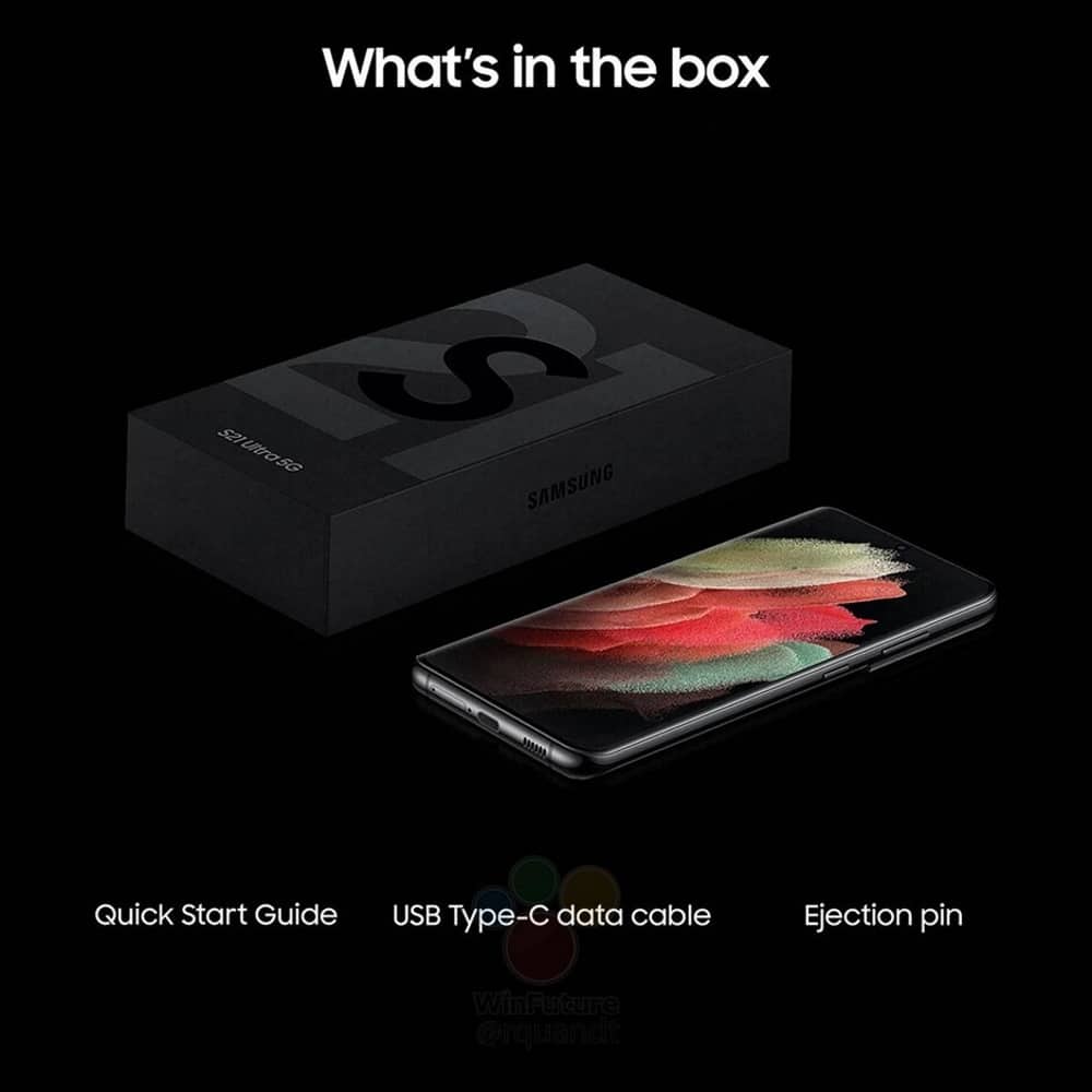 Cabo para carregamento, ejection pin e manual serão únicos acessórios na caixa do Galaxy S21 