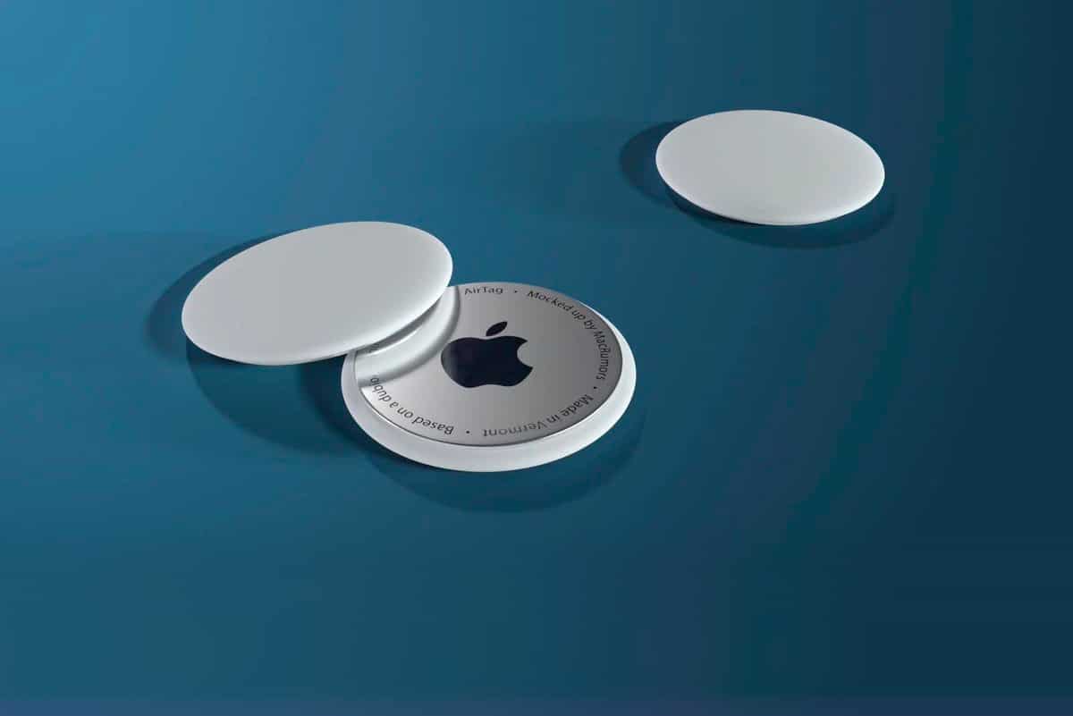 Mock-up das Apple AirTags, que devem ser lançadas em 2021.