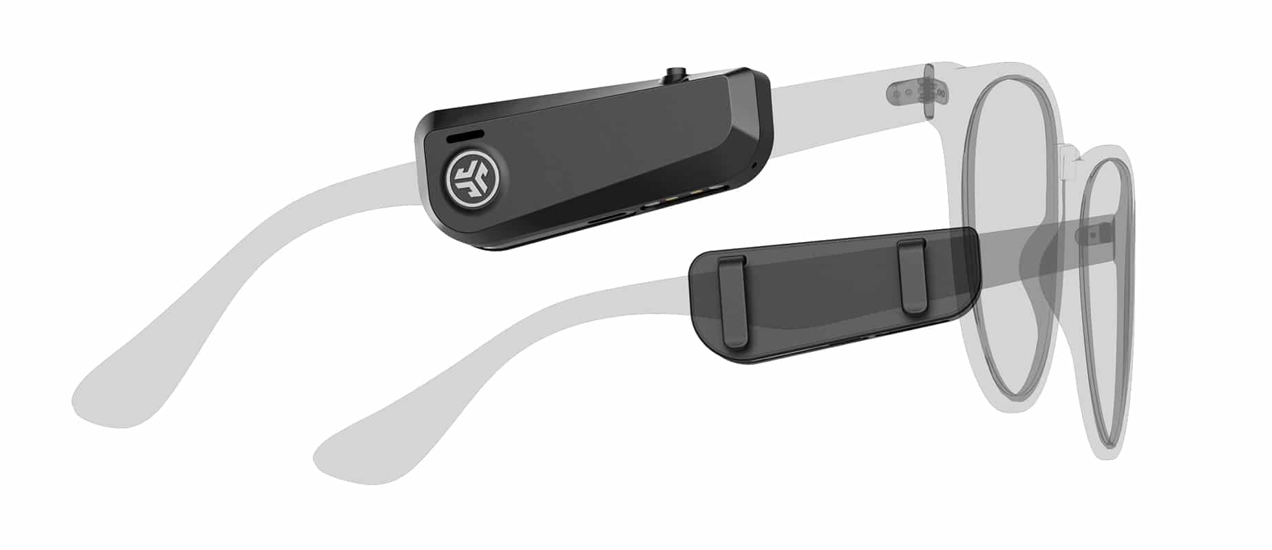 Fones JBuds Frames vão transformar os seus óculos em caixas de som. Divulgação: Jlabs Audio