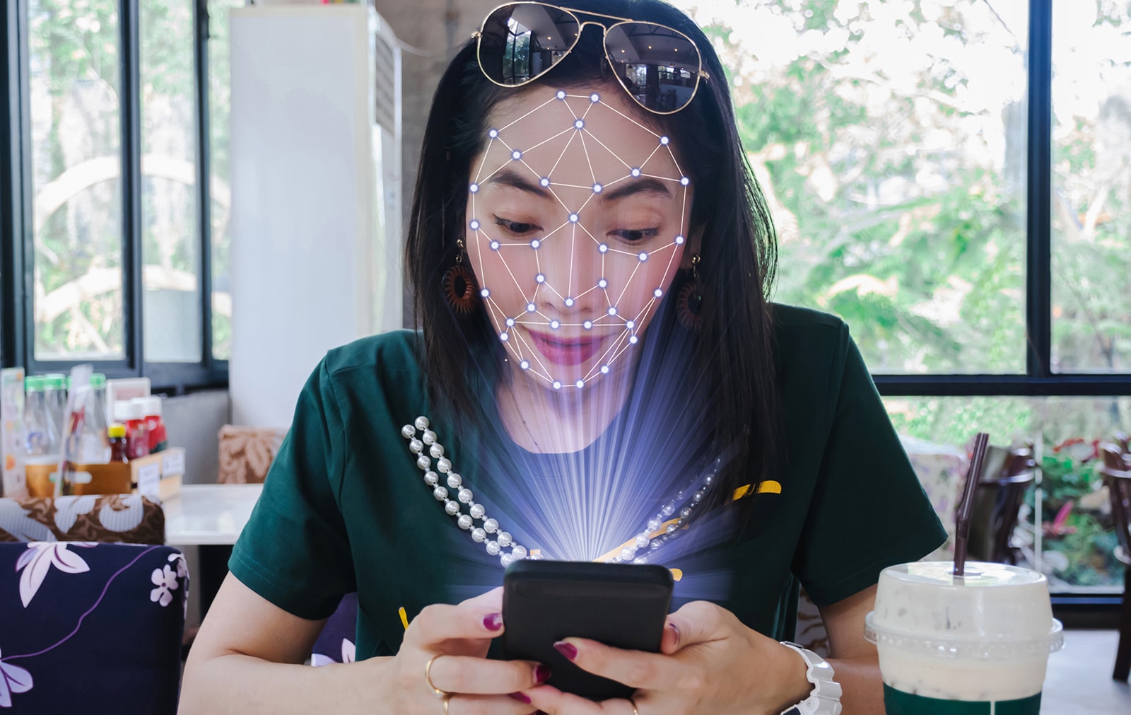 Imagem simula o efeito de um Face ID