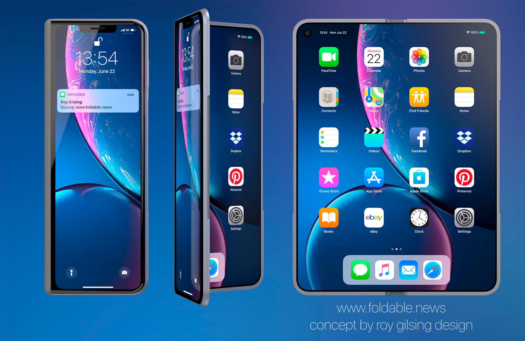 Imagens de possíveis iPhones dobráveis