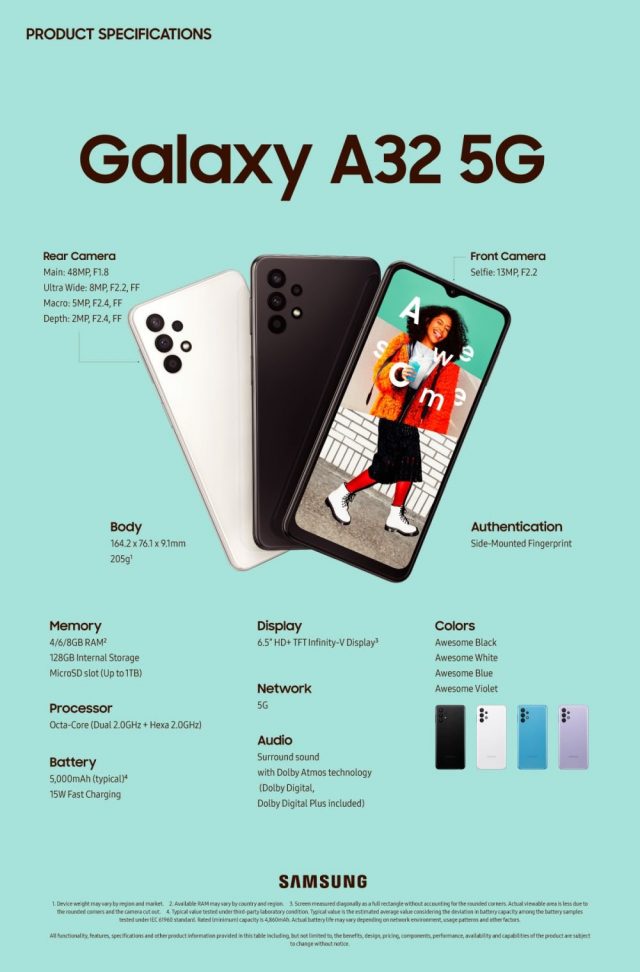 Galaxy A32, celular 5G mais barato deste ano da Samsung, é oficializado