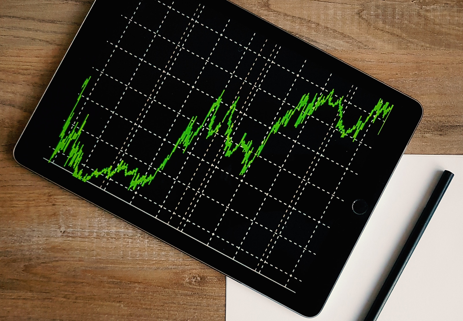 Bolsa de valores em um iPad. Eua chinesas telecoms