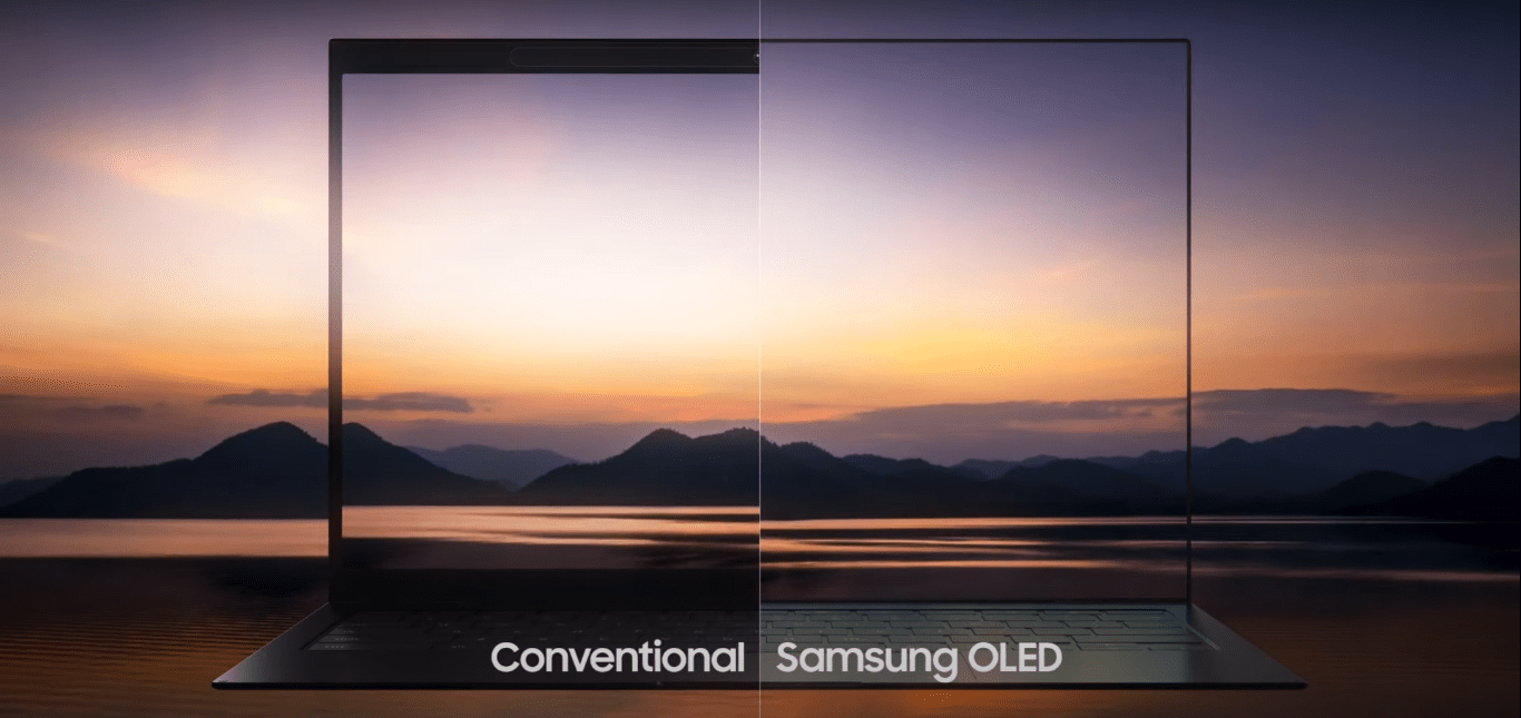 Notebook da Samsung com câmera sob a tela