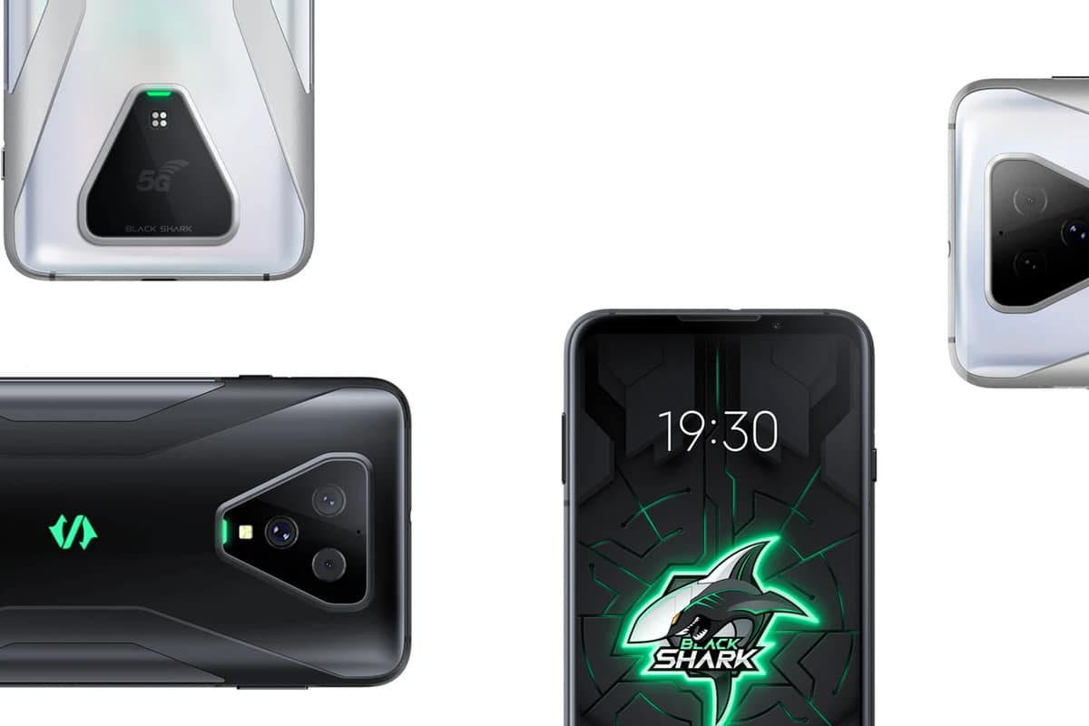 Imagem com quatro celulares Black Shark 3