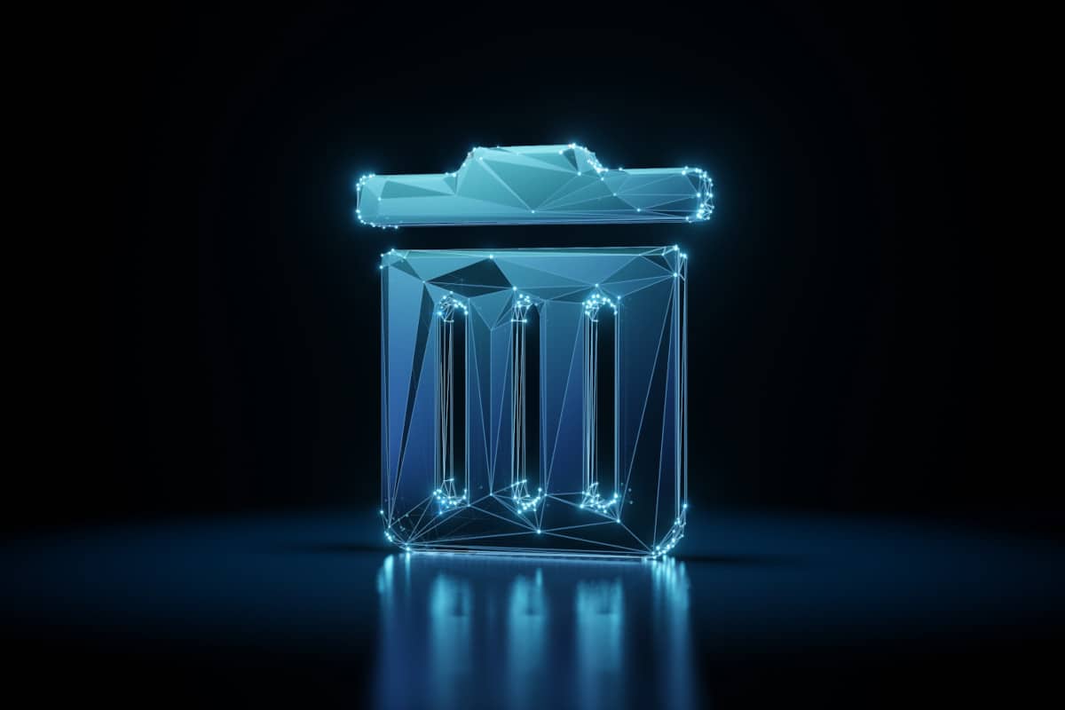 Imagem de uma lixeira virtual 3D