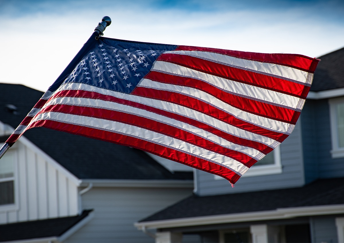 Foto de uma Bandeira dos Estados Unidos