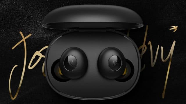 Imagem do Realme Buds Q 2 em seu case na versão preta