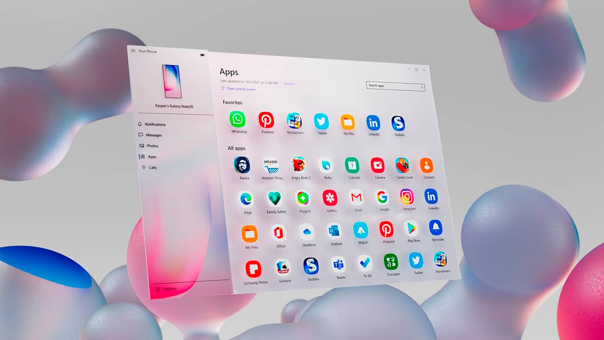 Ferramenta "Seu Telefone" ganha atualizações que permitem executar aplicativos Android no Windows. Divulgação: Microsoft