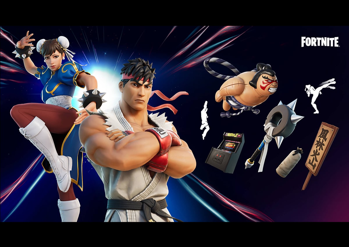 Skins e itens de Street Fighter em Fortnite