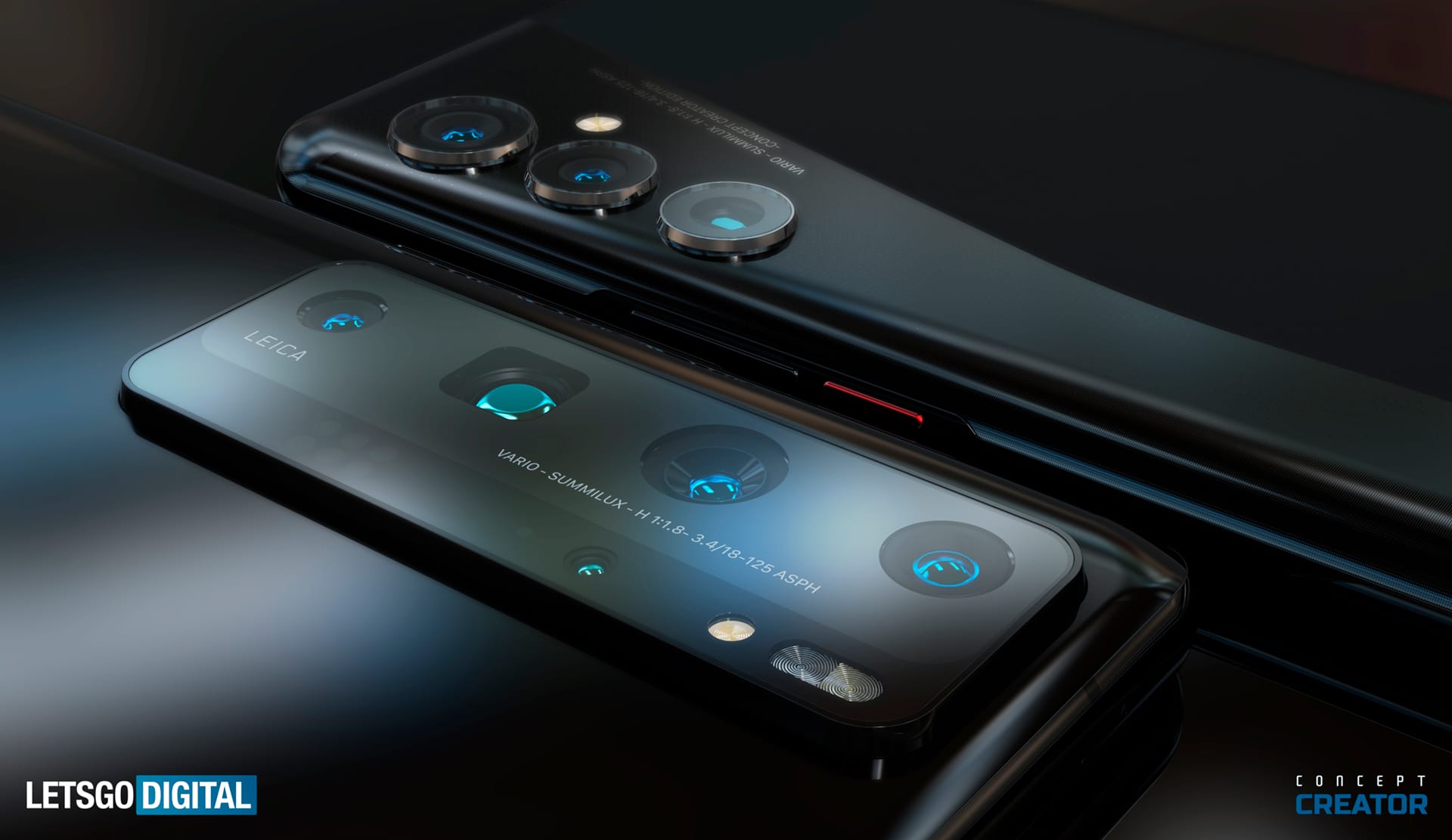Imagem mostra renderização do Huawei P50, que terá versão com tela curvada e outra com tela em cascata