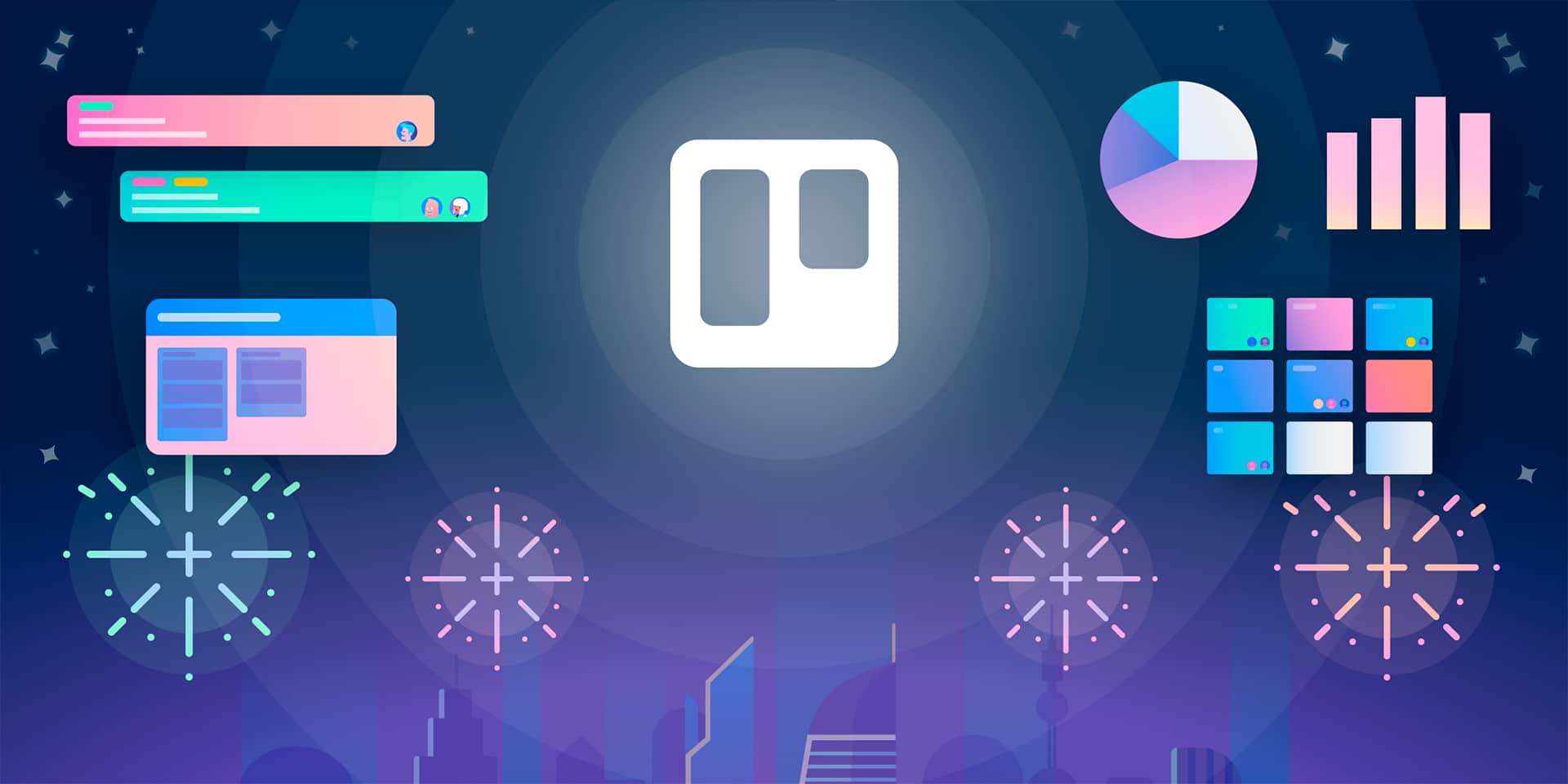 ilustração promocional do novo design do trello
