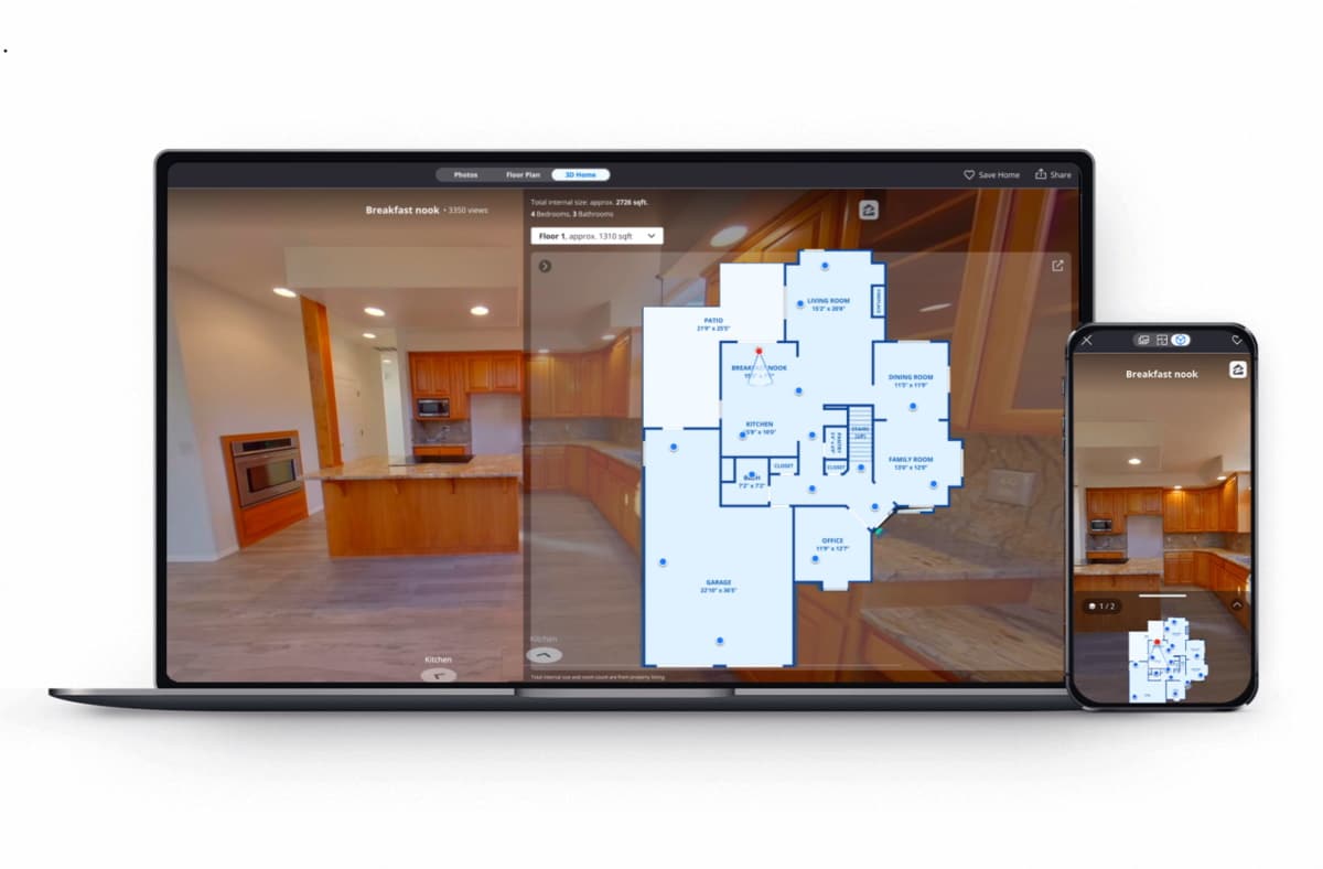 Imagem mostra como funciona o app da Zillow, capaz de medir uma casa usando inteligência artificial