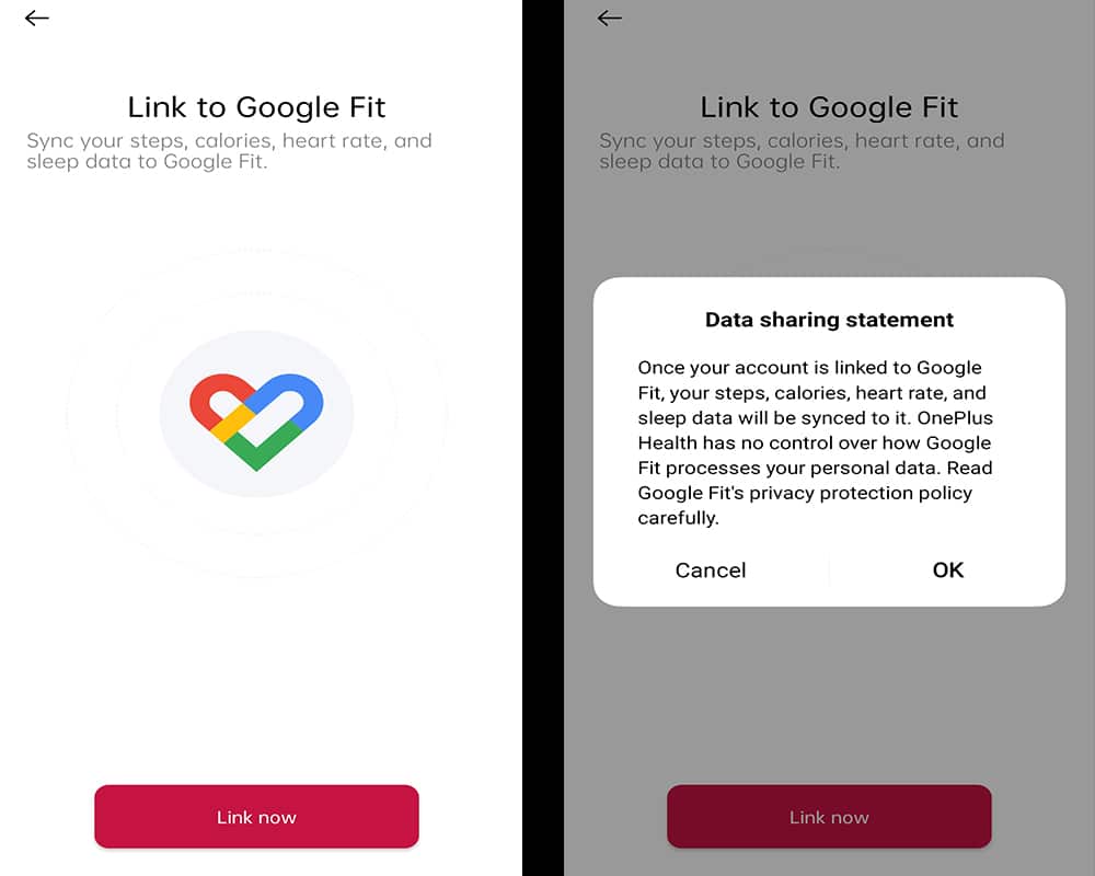 Captura de tela do aplicativo Health em sincronia com Google Fit 
