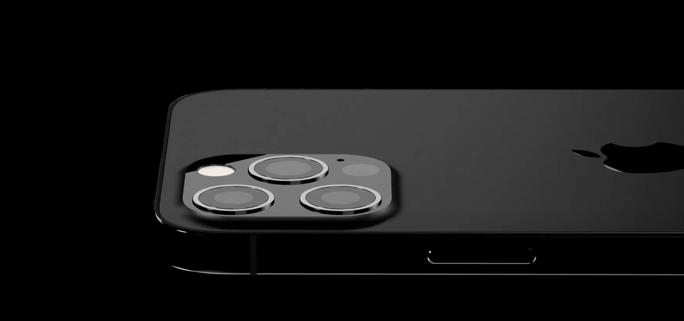 Renderização com conceito do iPhone 13 com cor preta em acabamento mate