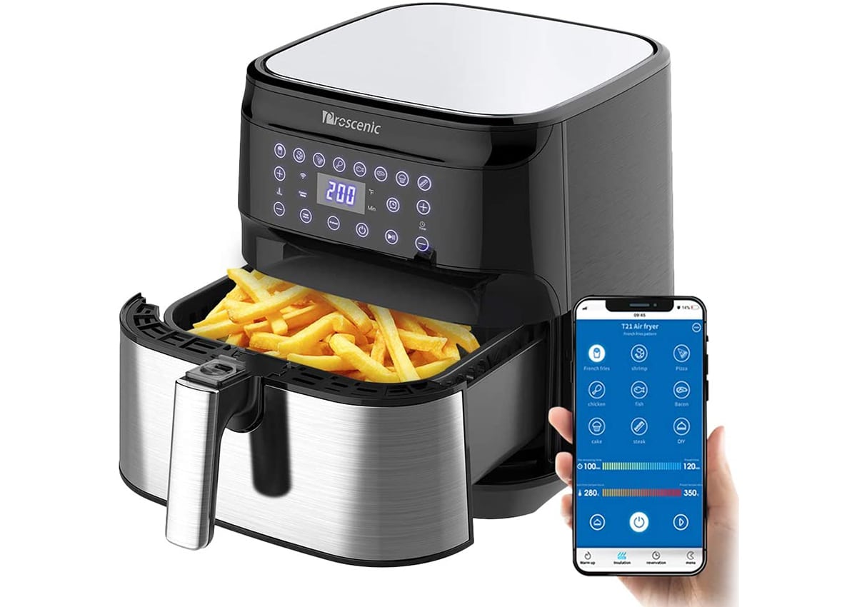 T21 Smart Air Fryer com Alexa e smartphone