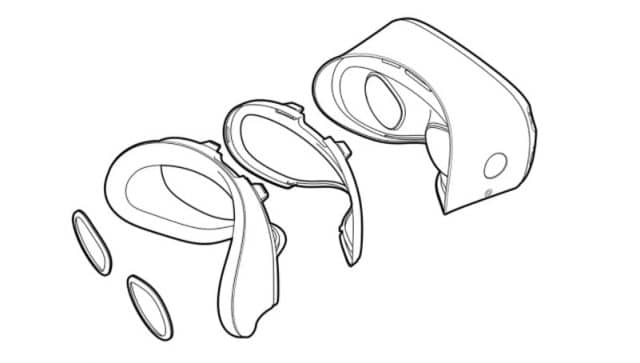 ilustração explodida de Oculus e disposição de lentes
