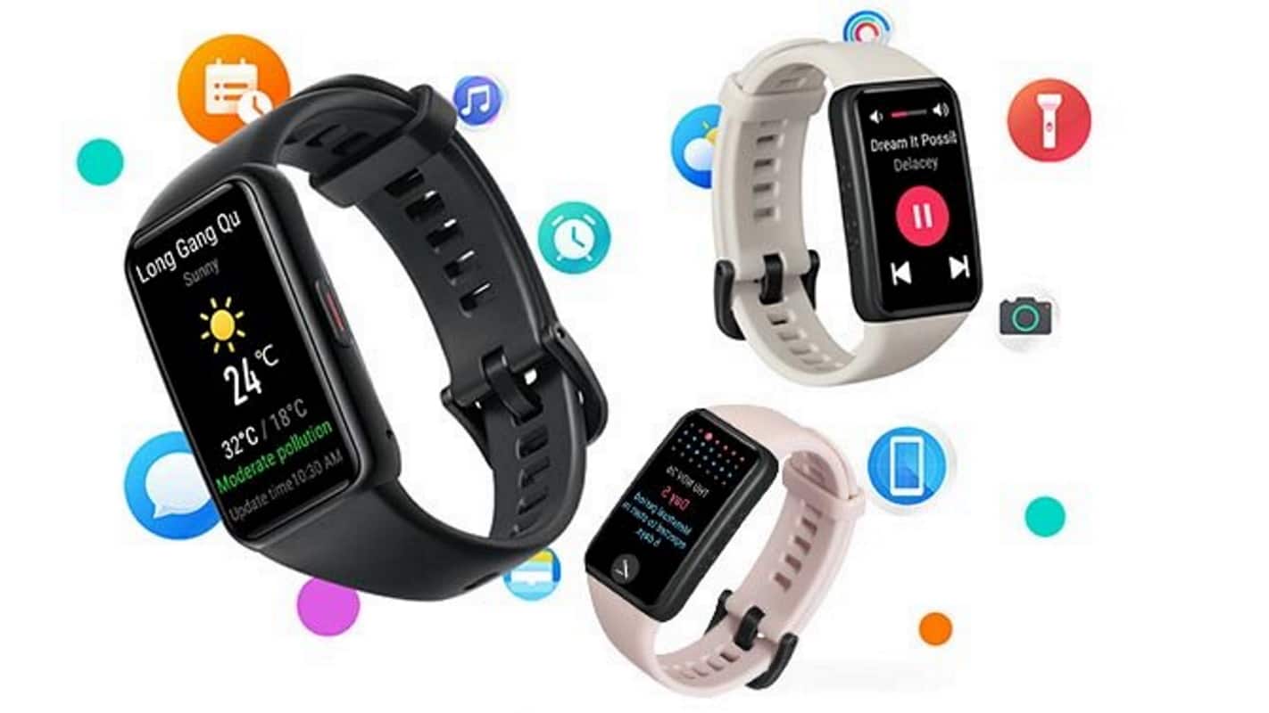 Imagem mostra as três cores disponíveis da Honor Band 6, que serão disponibilizadas a partir de 28 de março