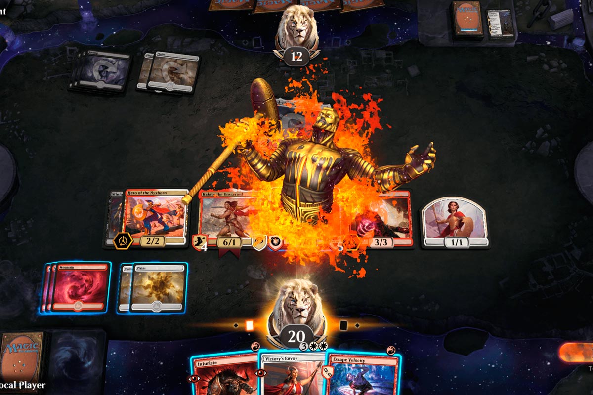 tela mostrando cartas do magic com monstro invocado