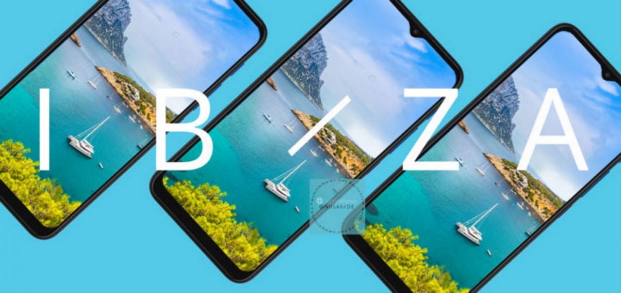 Imagem mostra celulares enfileirados e a palavra Ibiza escrita em letras brancas. Modelo pode ser chamado de G50, e teve o preço vazado na Espanha