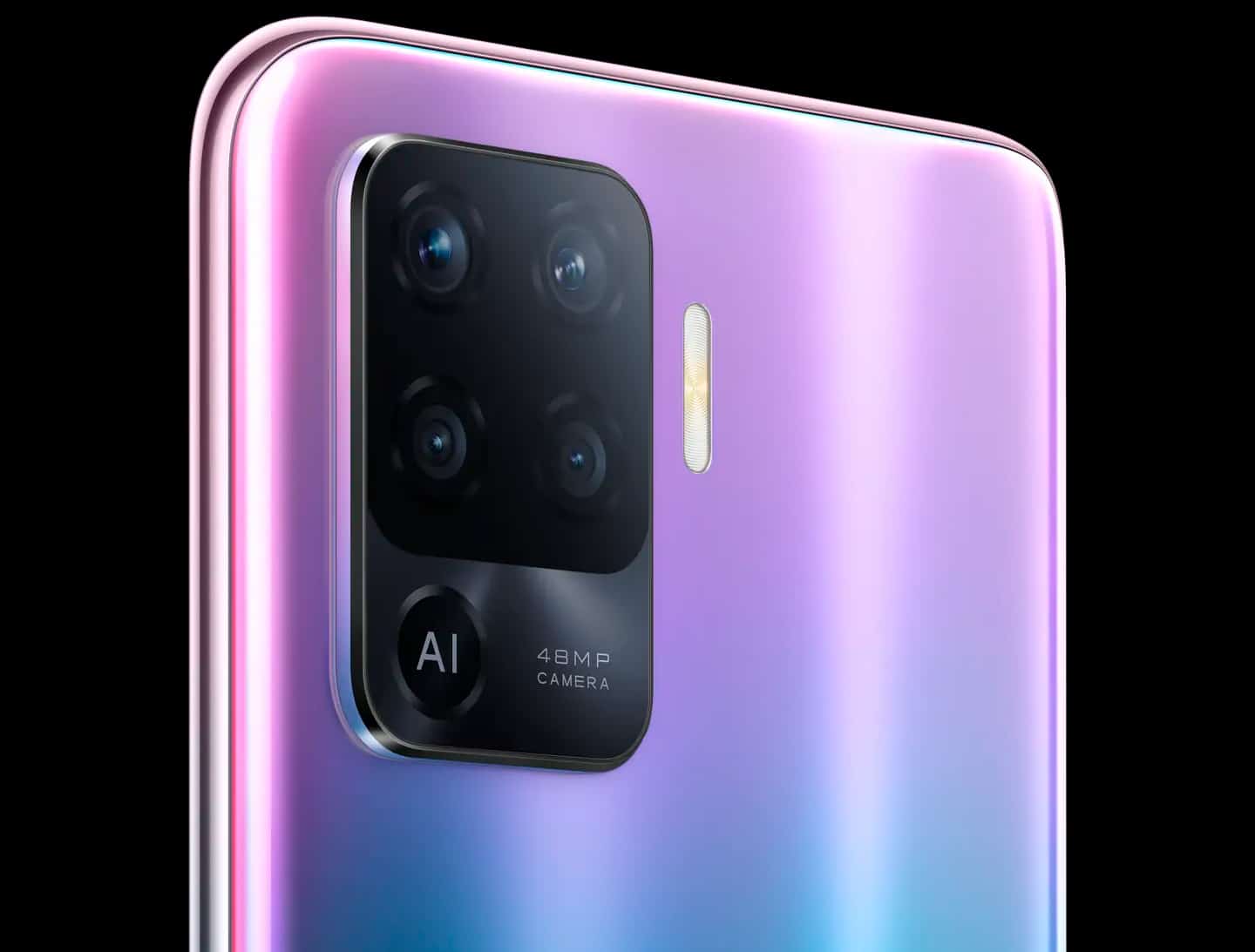 Imagem mostra traseira do Oppo A94, lançado hoje em Singapura. Ele é a versão rebatizada do Reno5 F