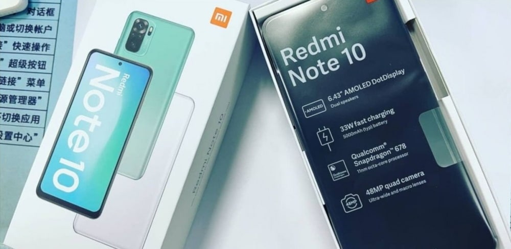 Imagem da caixa do Redmi Note 10, que terá super lente macro nas configurações