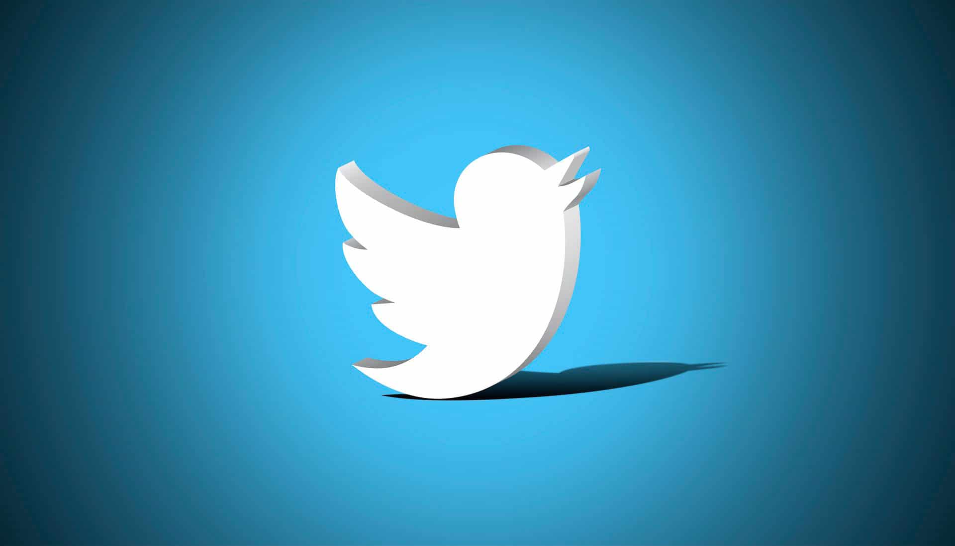 Logo do Twitter em 3D branco num fundo azul