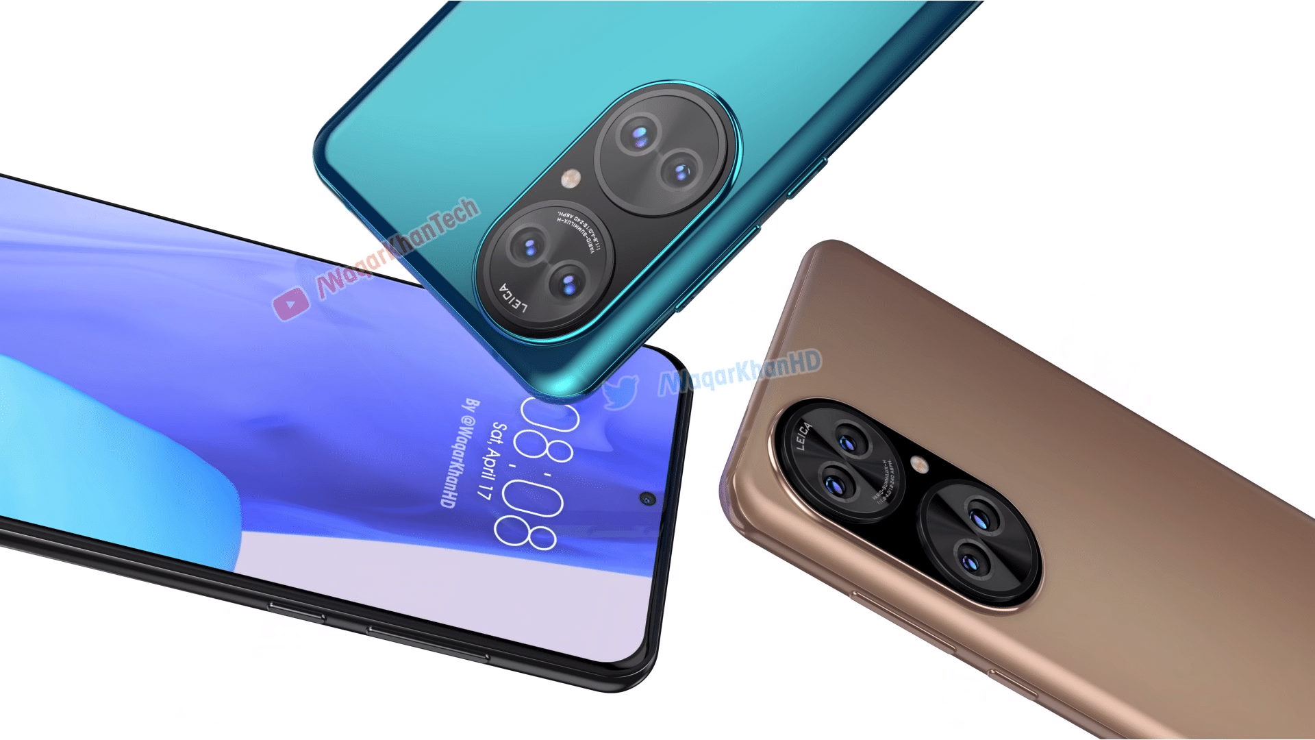 Montagem com três possíveis Huawei P50