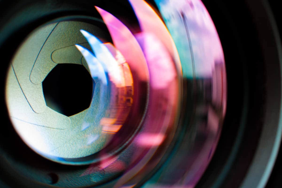 Imagem em zoom de uma lente de câmera