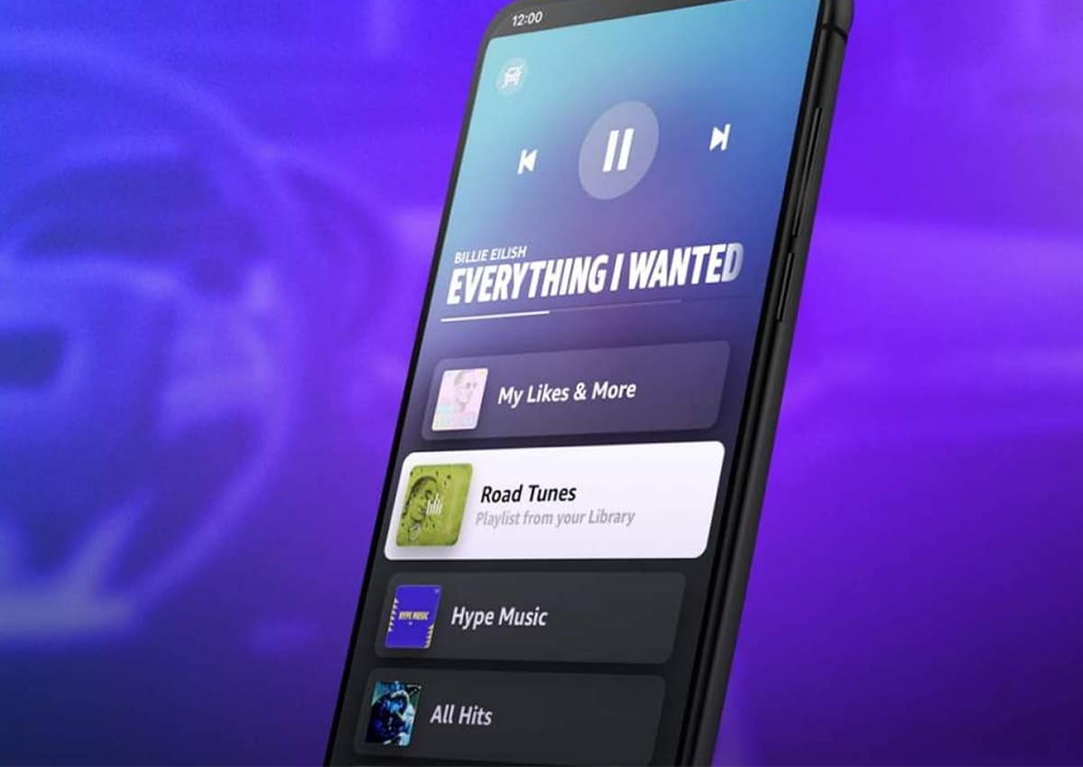 Tela do novo modo carro no Amazon Music