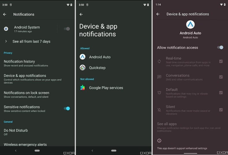 Screenshot de prévia de versão do usuário do Android 12